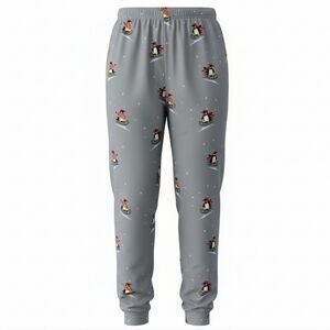 Mens' Gray Penguin Print Jogger Pants Sz.L